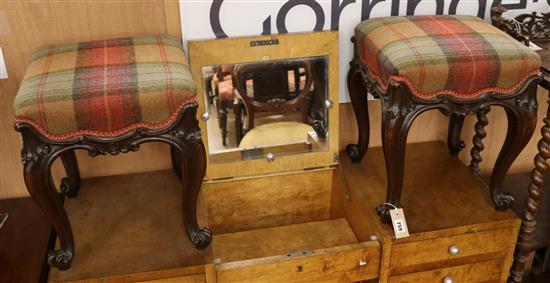 A pair of Victorian square mahogany stools W.37cm